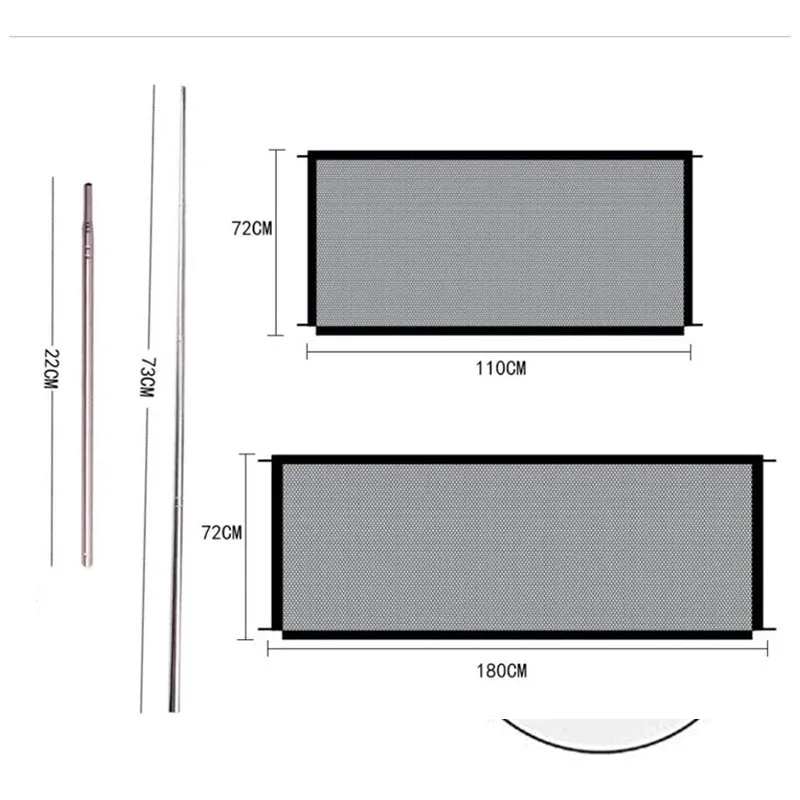 Portable folding dog quarantine fence in cloth mesh, small size 110x72cm, set up indoors