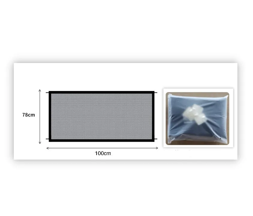 Portable folding dog quarantine fence in cloth mesh, small size 110x72cm, set up indoors
