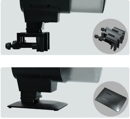 Black plastic automatic aquarium fish feeder with 210ml silo and timer control on tank rim