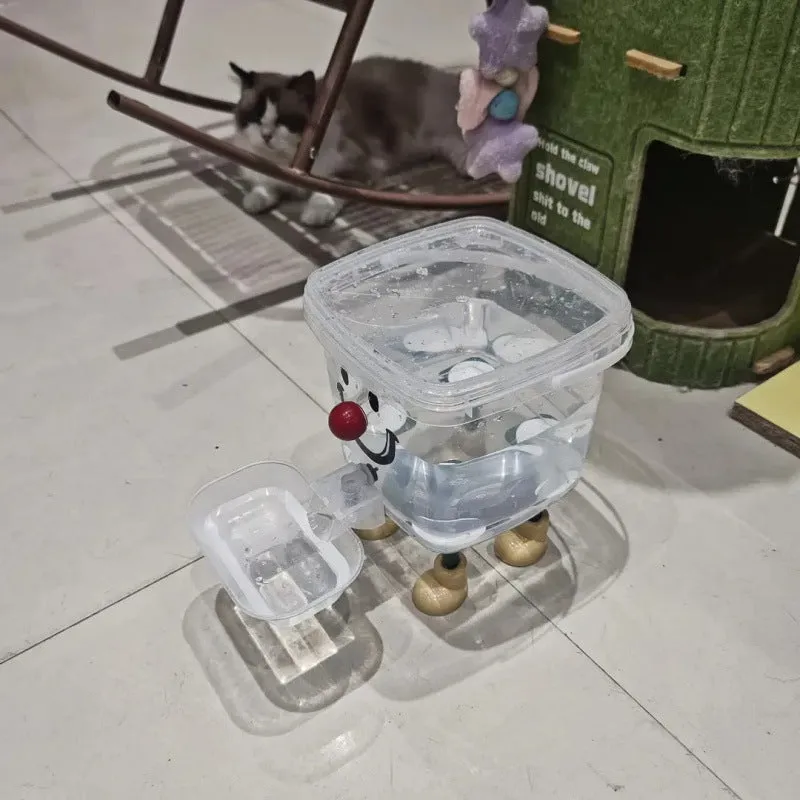 Cute dopamine cat automatic water dispenser in red nose colour, 3-litre capacity, made from ABS plastic