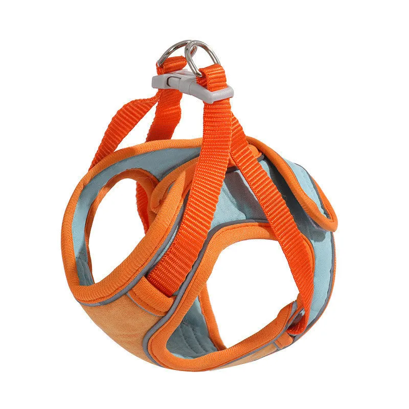 Anti escape reflective cat harness leash set with suede material and colour-matching rope in blue