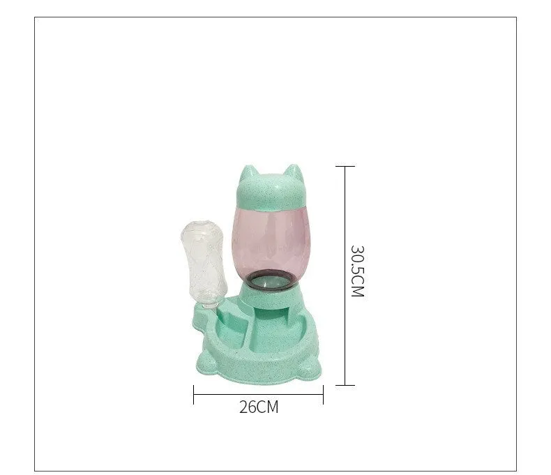 Pet two-in-one automatic gravity feeder for cats and dogs, 30.5cm height, grey colour, with anti-slip base and removable lid