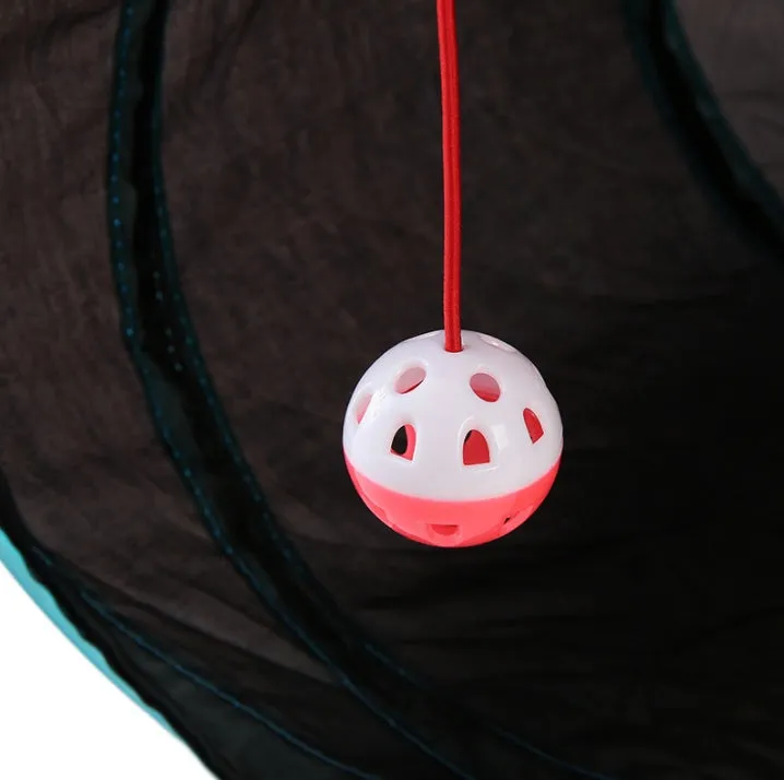 Collapsible S-type four-channel polyester cat tunnel toy for indoor pet play