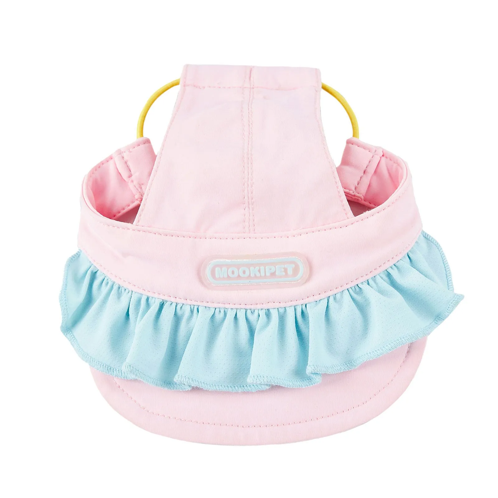 Pink dog hat with exposed ears for small dogs, 88% nylon 12% spandex, summer casual style