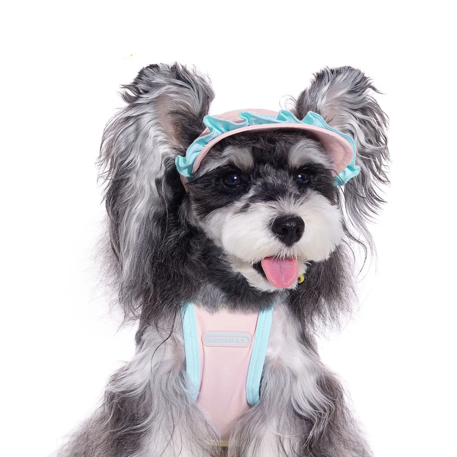 Pink dog hat with exposed ears for small dogs, 88% nylon 12% spandex, summer casual style