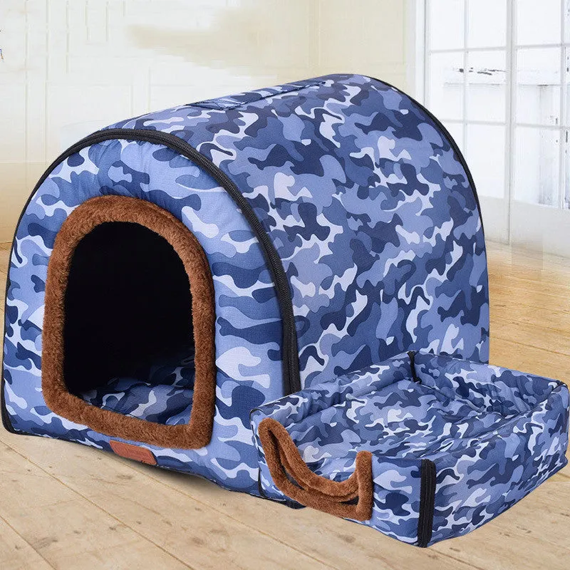 Blue cylinder cloth dog house for big dogs, removable washable cover, size 3XL for large breeds