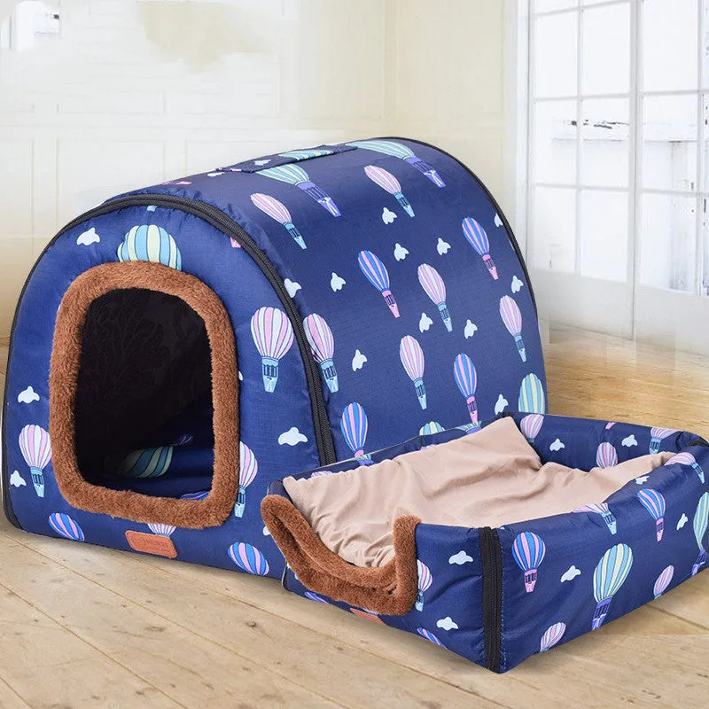 Blue cylinder cloth dog house for big dogs, removable washable cover, size 3XL for large breeds