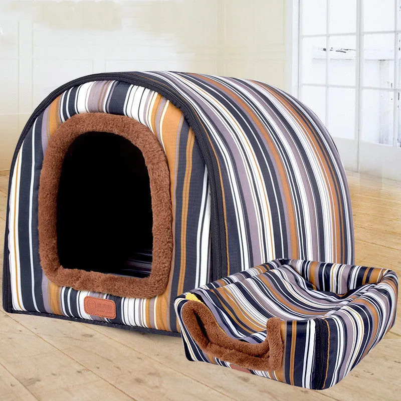 Blue cylinder cloth dog house for big dogs, removable washable cover, size 3XL for large breeds