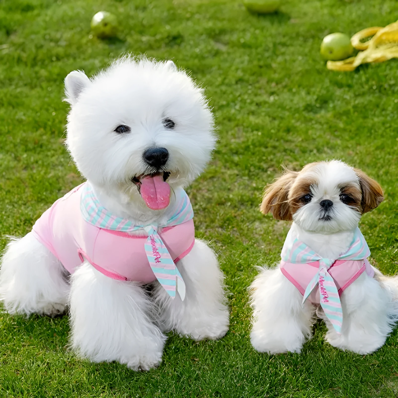 Pink pet cloak scarf vest set on a pet