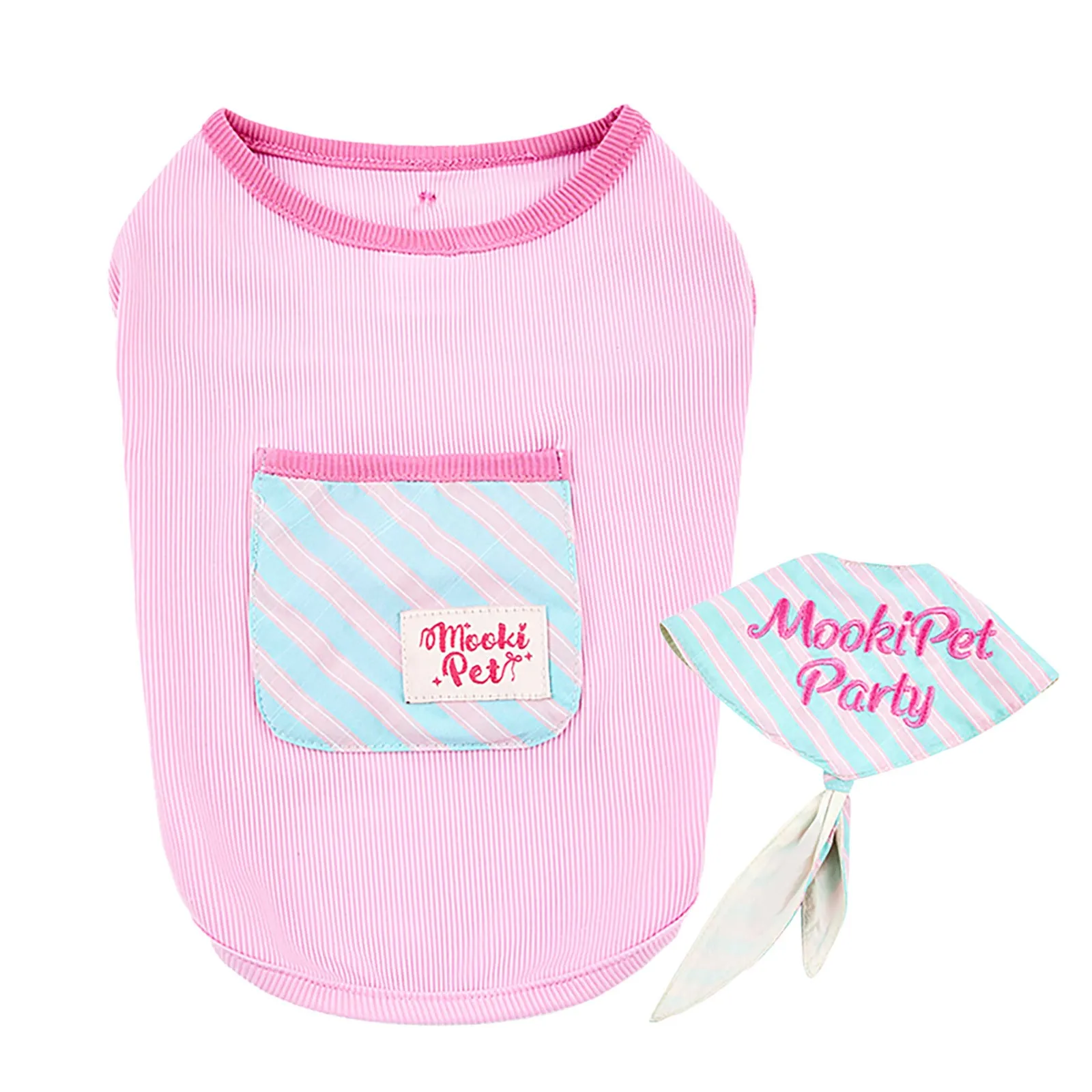 Pink pet cloak scarf vest set on a pet