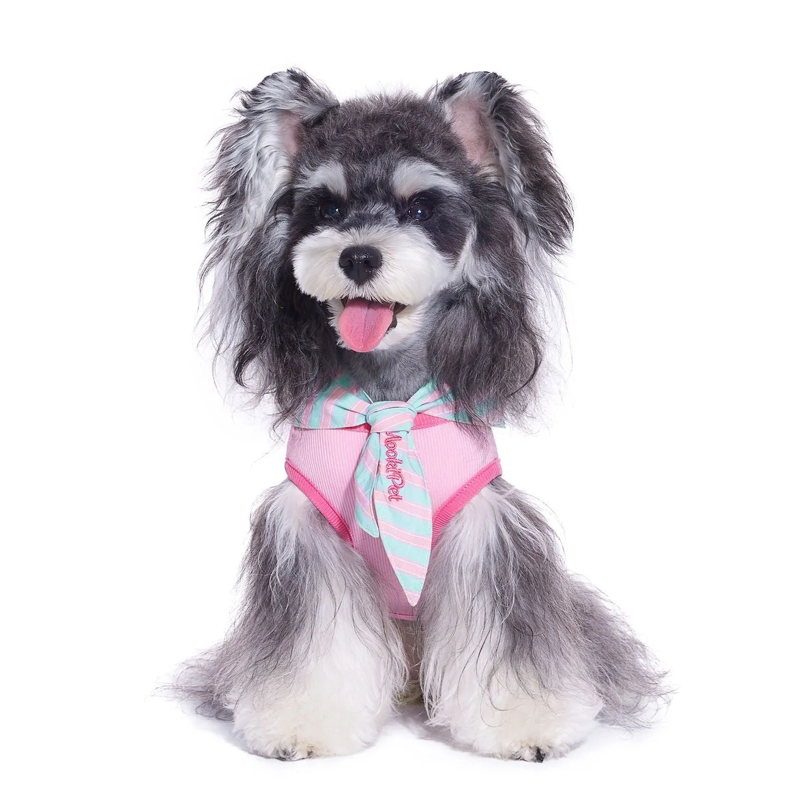 Pink pet cloak scarf vest set on a pet