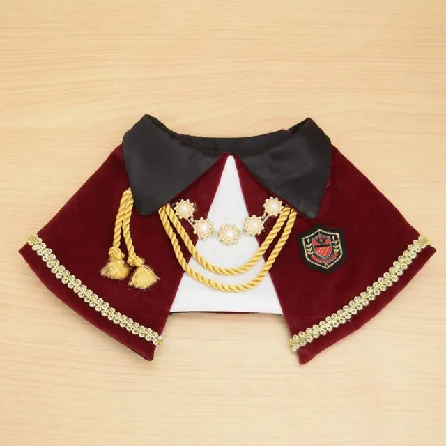 Polyester cat decoration bib in duke suit wine red, size S, showing front chest coverage