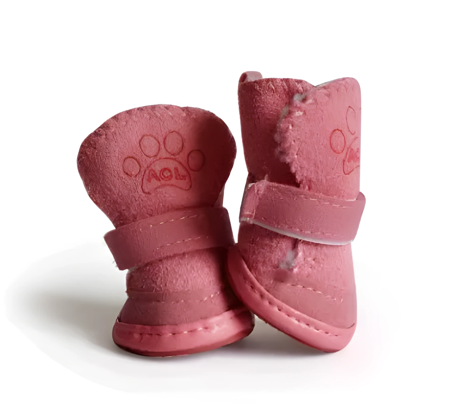Khaki velvet dog snow boots set of four for small medium dogs winter warm paw protection