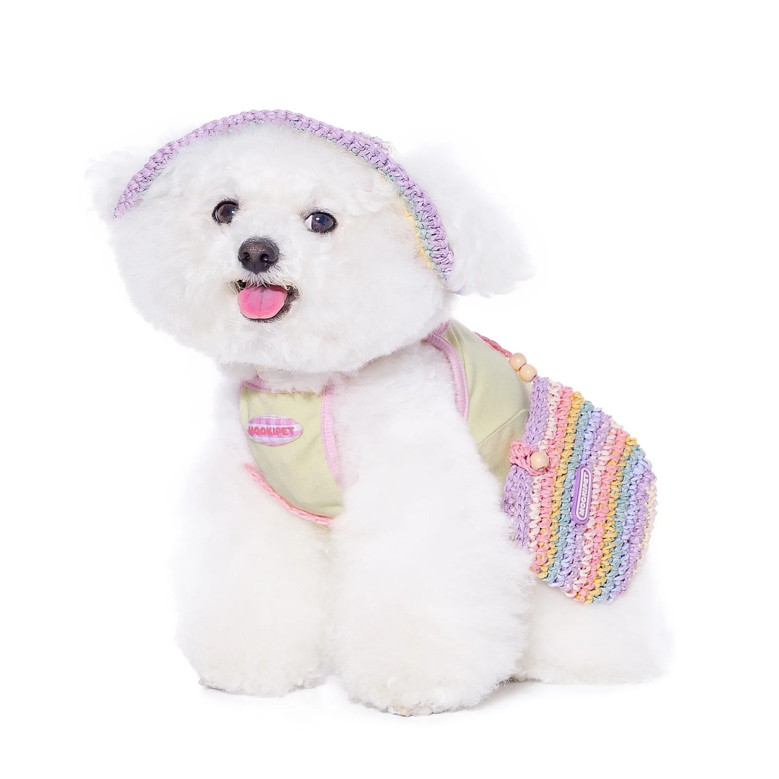 Dog woven sun hat in 100% paper casual style for small breeds summer use