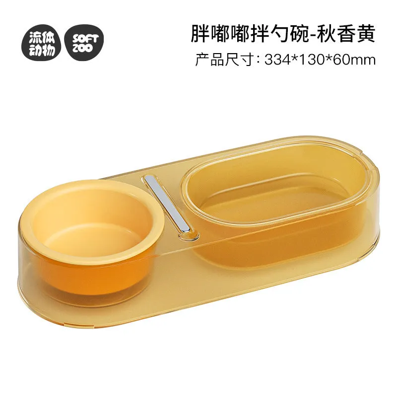 Cat bowl mixed spoon design in Taro Purple with stainless steel and ceramic construction