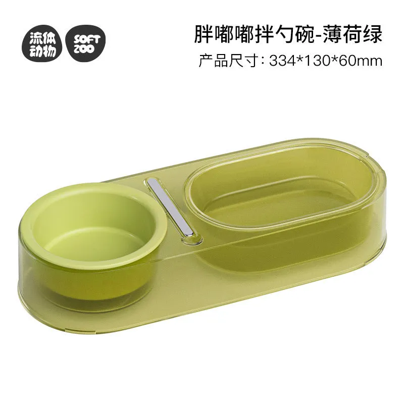 Cat bowl mixed spoon design in Taro Purple with stainless steel and ceramic construction
