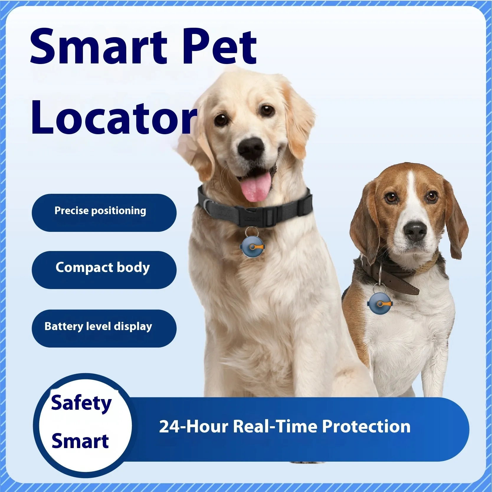 GPS pet tracker with ABS shell, 52x45x21mm size, 4G Netcom and Beidou locating for cats and dogs