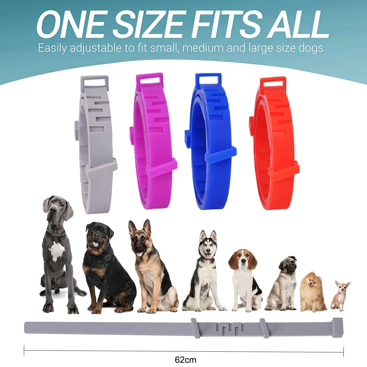Anti-flea pet collar for cats and dogs, plastic construction in Rose Red colour