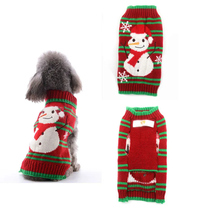Pet dog Christmas pompom sweater in black on small dog unisex acrylic knit holiday outfit