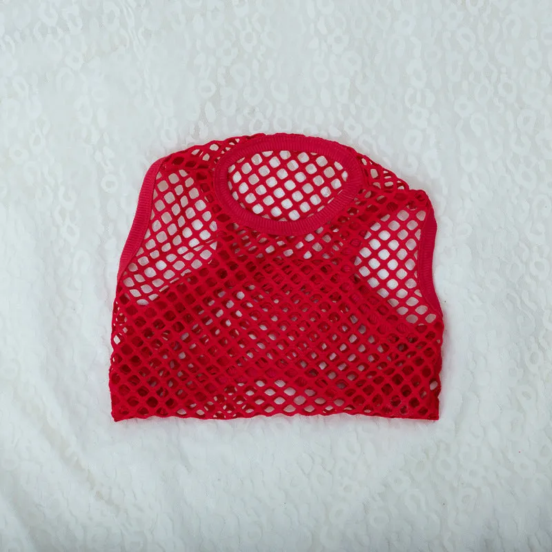Hollow mesh dog vest clothing in elastic large mesh for summer, shown in black colour, size M