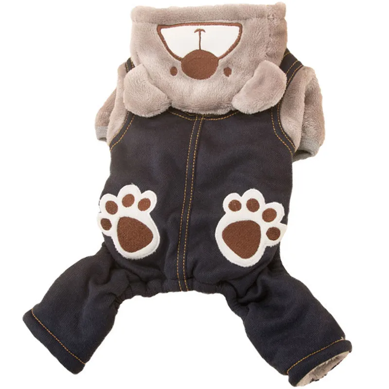 Pet fun paw print bear cotton padded leisure coat for dogs and cats in brown black spot