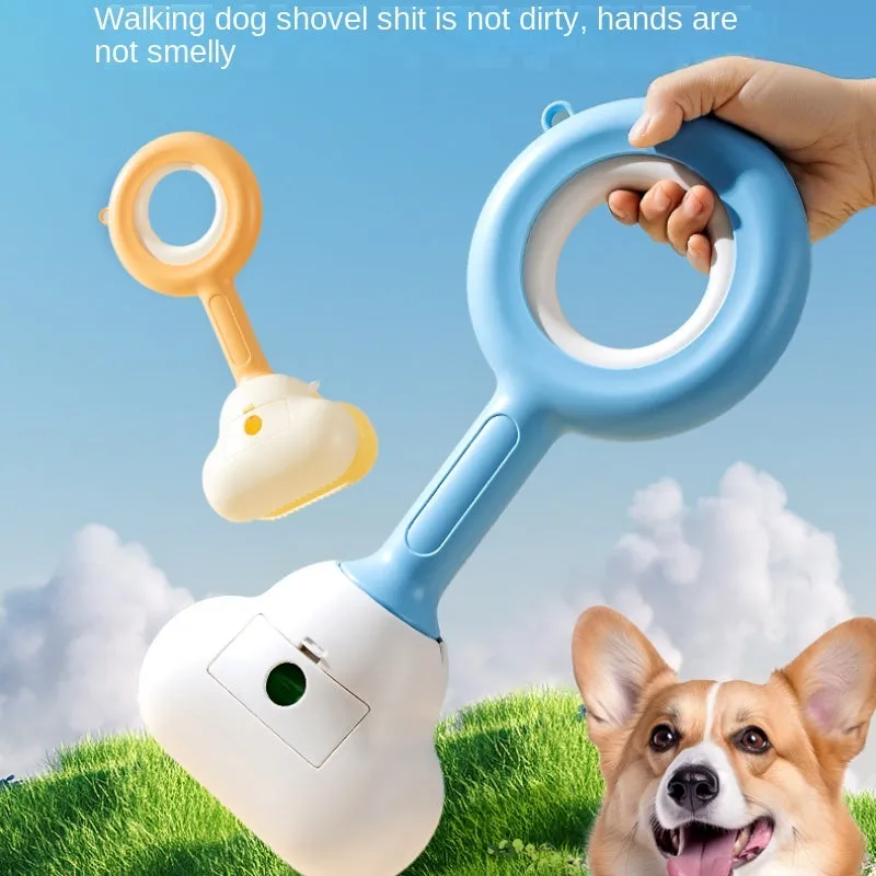 Cloud shape jaw dog pooper scooper with comfortable grip handle in white blue colour