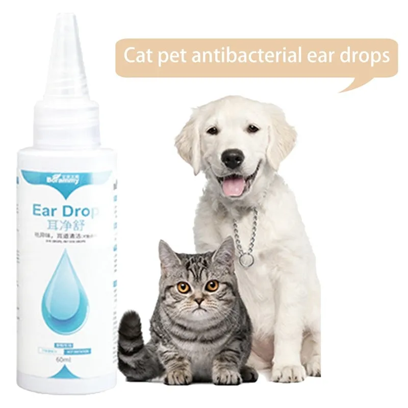 Green bottle of pet ear liquid cleaning supplies 60ml for dogs and cats