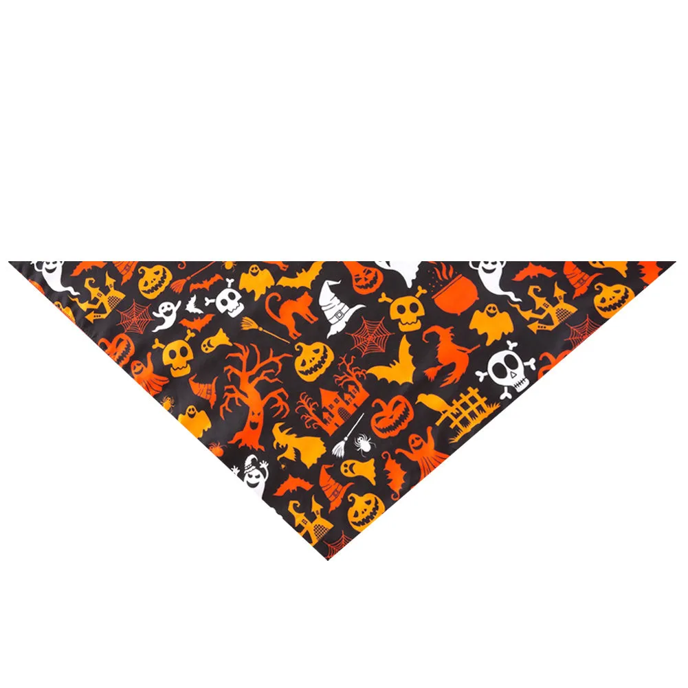 Halloween pet saliva towel with ghost print on cotton fabric, 48x48x70cm, for cats and dogs