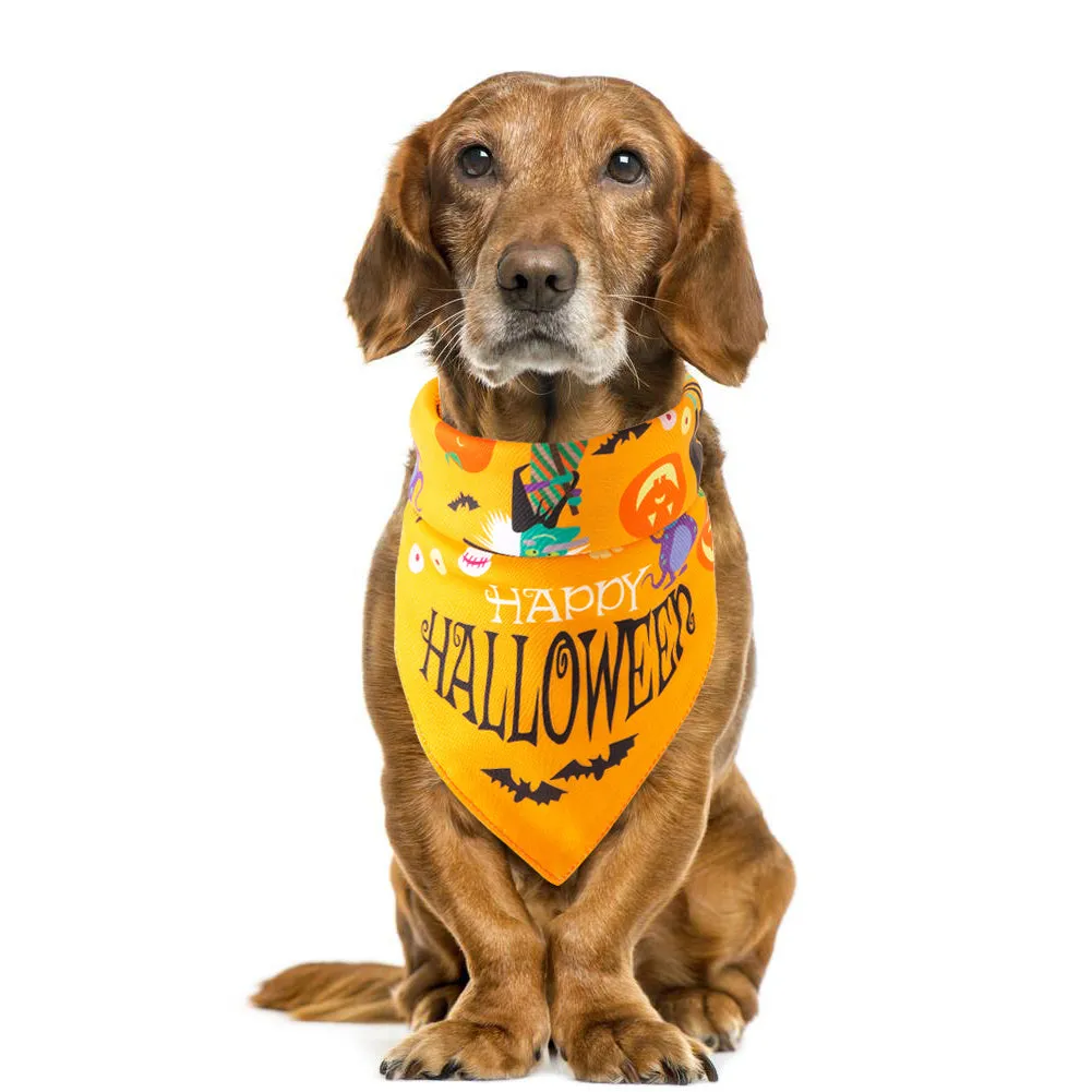 Halloween pet saliva towel with ghost print on cotton fabric, 48x48x70cm, for cats and dogs
