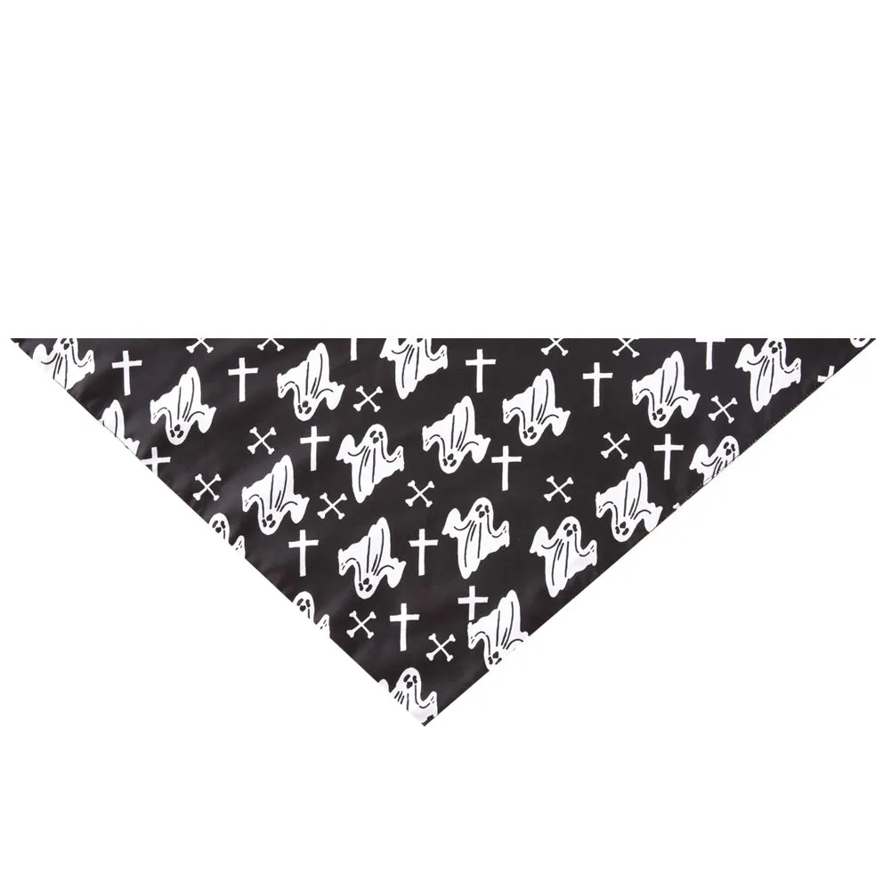 Halloween pet saliva towel with ghost print on cotton fabric, 48x48x70cm, for cats and dogs