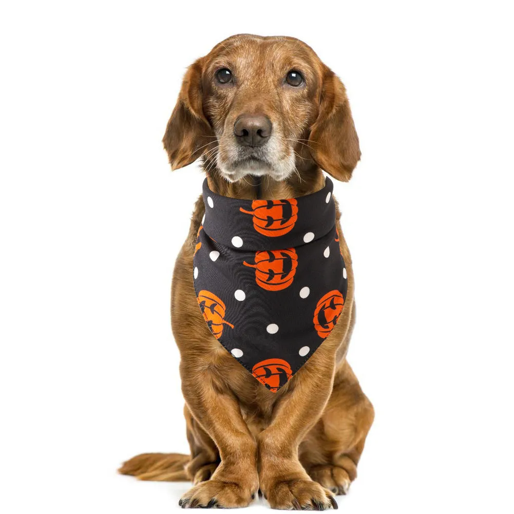 Halloween pet saliva towel with ghost print on cotton fabric, 48x48x70cm, for cats and dogs