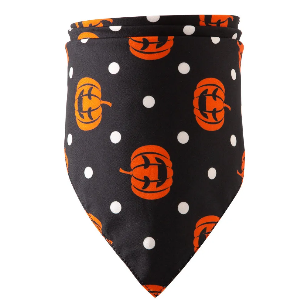 Halloween pet saliva towel with ghost print on cotton fabric, 48x48x70cm, for cats and dogs