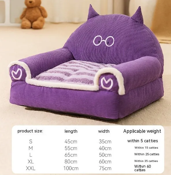 Small and Medium-Sized Dogs Teddy Bichon Winter Warm Dehaired Angora Dog Bed Cat Sofa Corduroy 40x30cm 45x35cm 55x45cm Brown Bear Purple Lamb