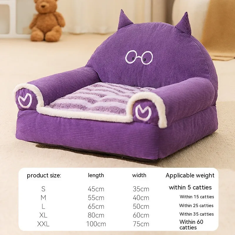 Small and Medium-Sized Dogs Teddy Bichon Winter Warm Dehaired Angora Dog Bed Cat Sofa Corduroy 40x30cm 45x35cm 55x45cm Brown Bear Purple Lamb