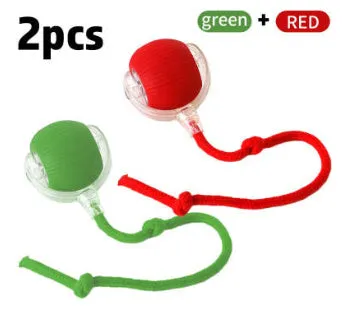 Plush silicone cat ball toy in green colour with rolling movement design
