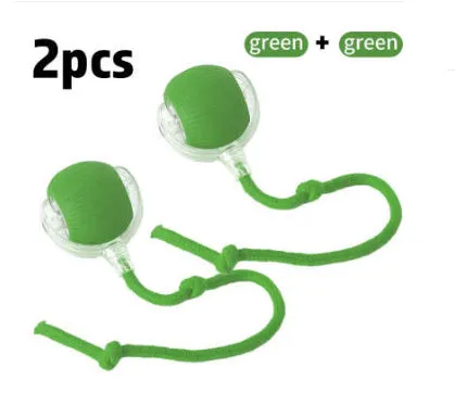 Plush silicone cat ball toy in green colour with rolling movement design