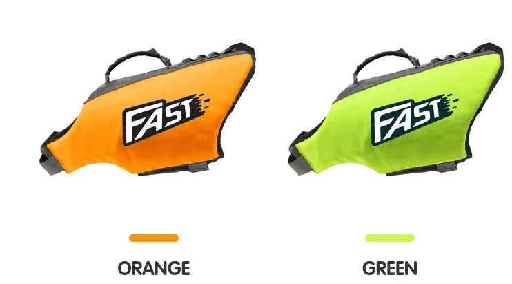 Reflective printed dog life jacket in orange and green, made of Oxford cloth and pearl cotton, for medium and large dogs