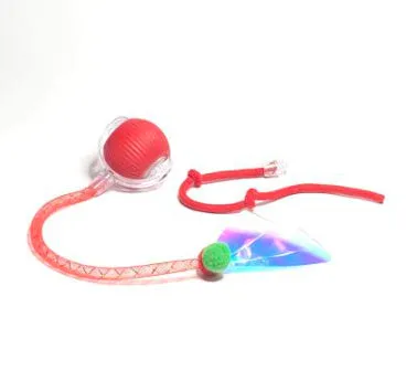 Interactive electronic cat toy ball with coloured indicator lights for different play modes