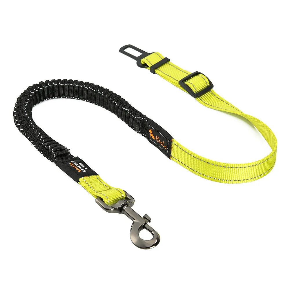 Pet car seat belt with reflective strip, nylon webbing, zinc alloy buckle, 76-148cm adjustable, various colours