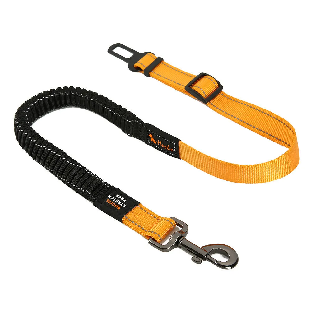 Pet car seat belt with reflective strip, nylon webbing, zinc alloy buckle, 76-148cm adjustable, various colours