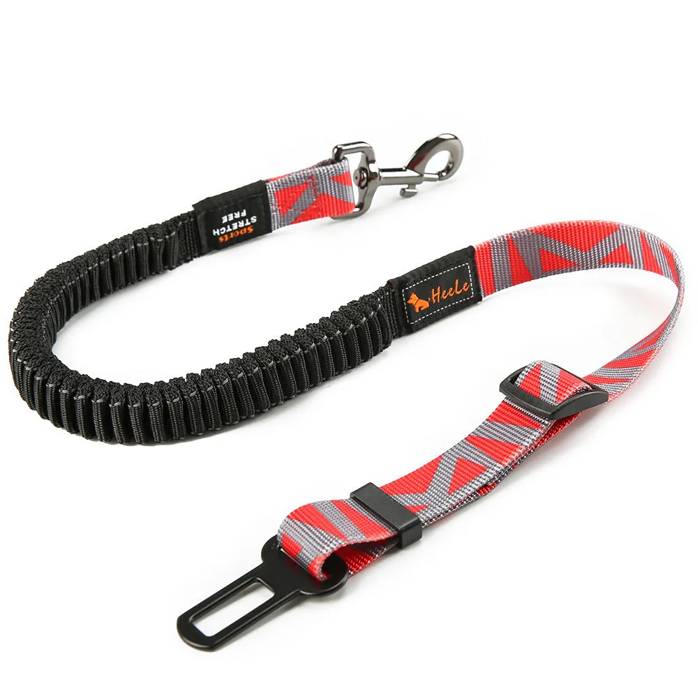 Pet car seat belt with reflective strip, nylon webbing, zinc alloy buckle, 76-148cm adjustable, various colours