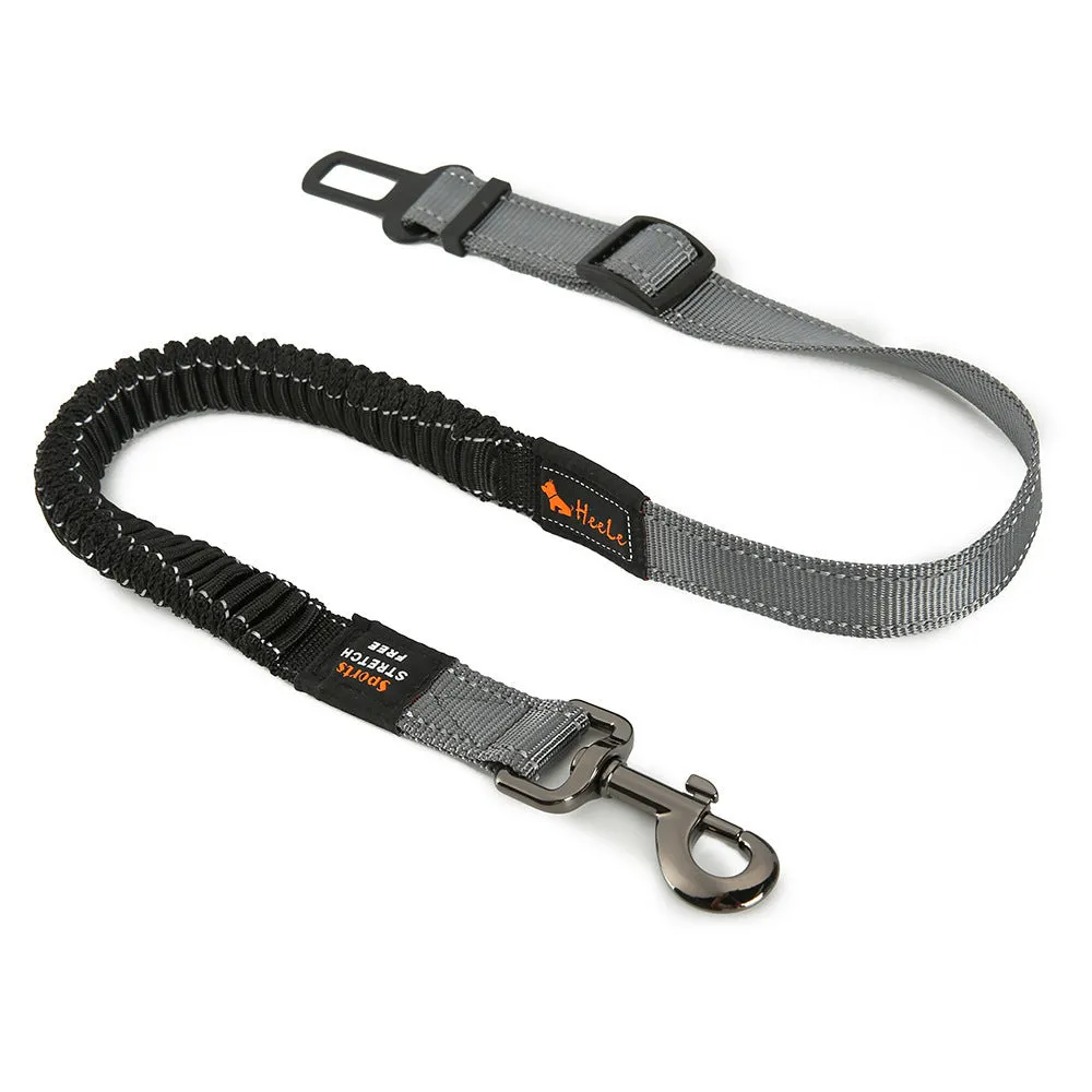 Pet car seat belt with reflective strip, nylon webbing, zinc alloy buckle, 76-148cm adjustable, various colours