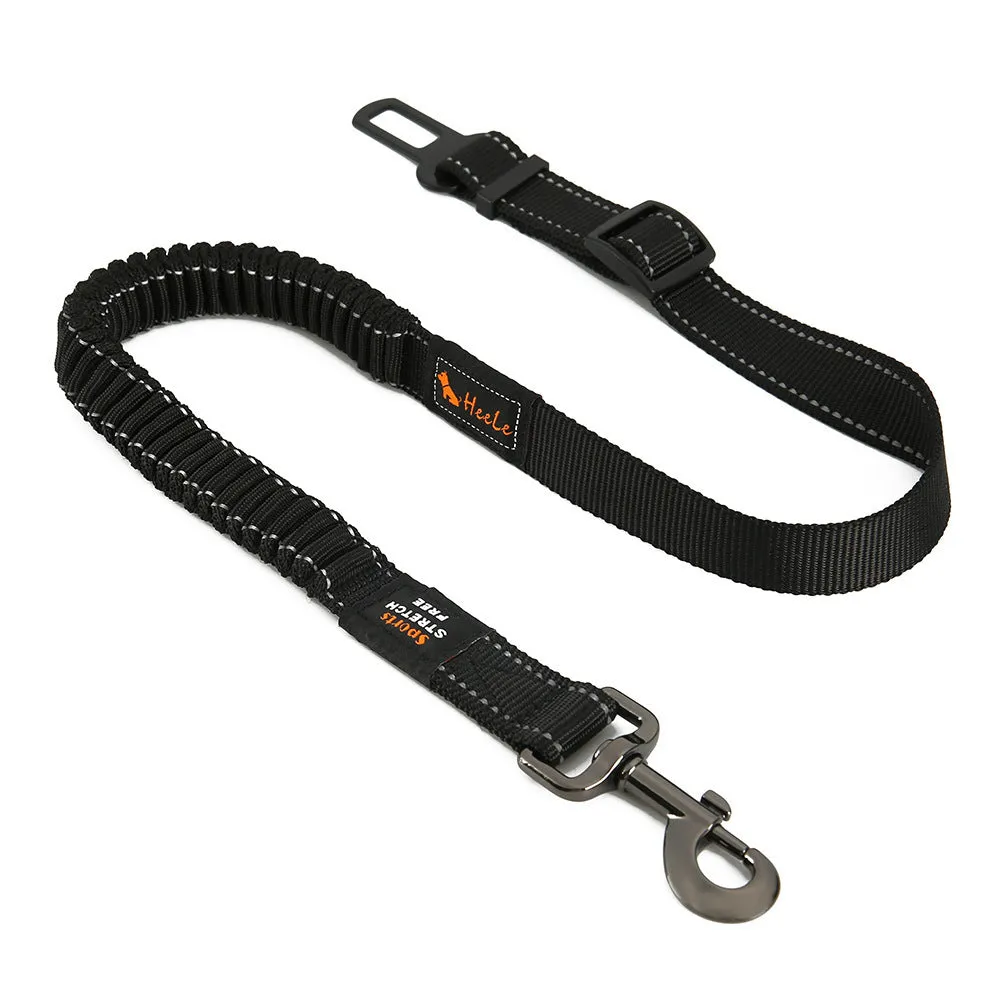 Pet car seat belt with reflective strip, nylon webbing, zinc alloy buckle, 76-148cm adjustable, various colours