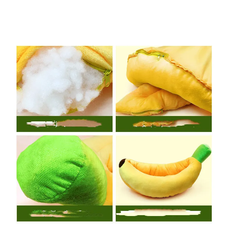 Yellow Banana Kennel zipper removable washable pet kennel mat on floor, available in sizes XS to L