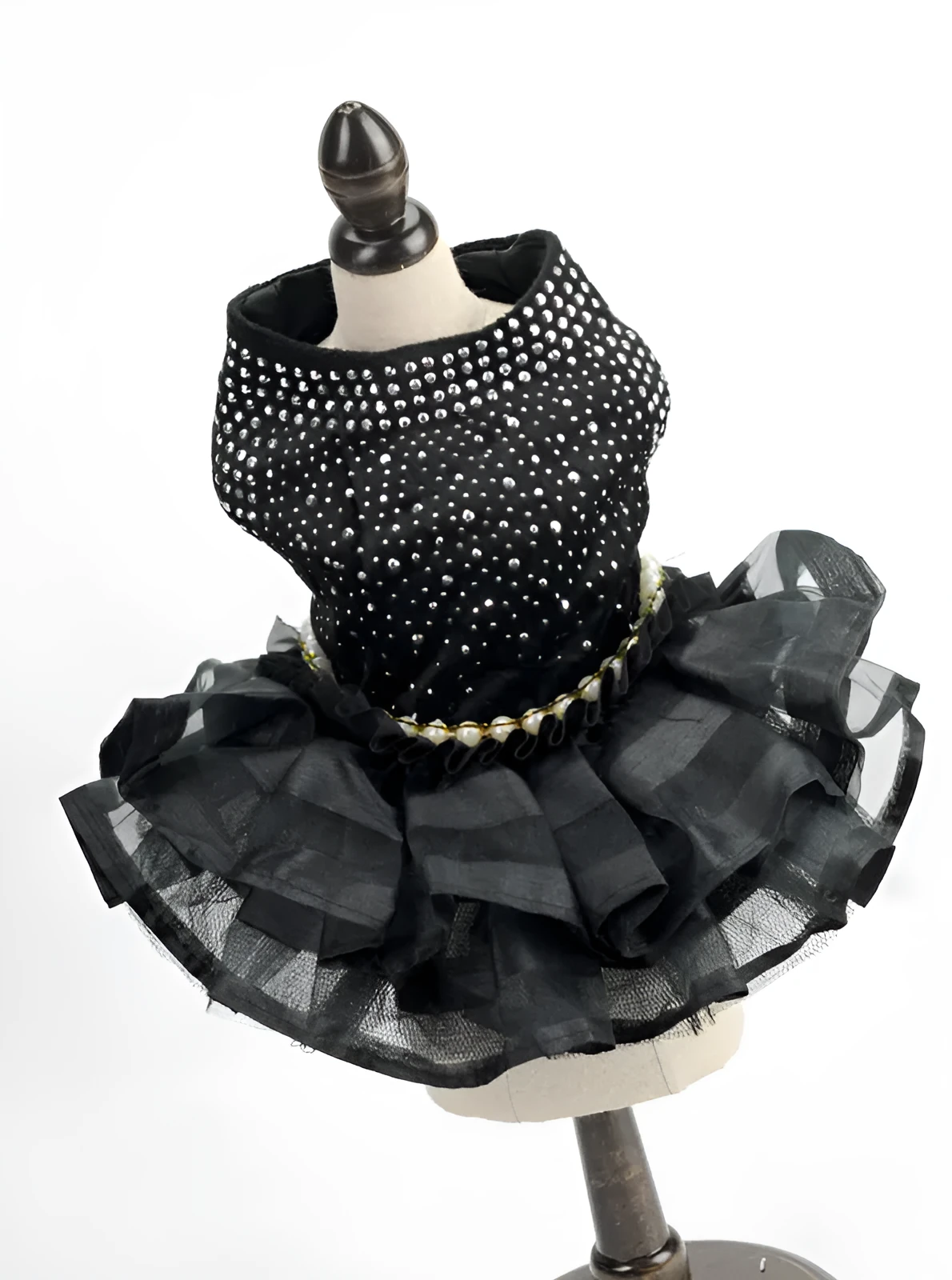 Black princess-style polyester dog skirt for weddings and events