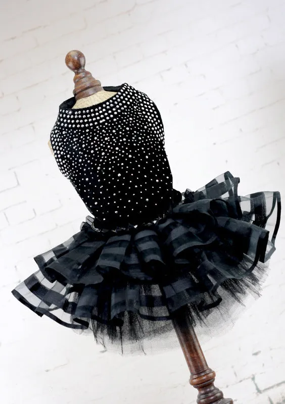 Black princess-style polyester dog skirt for weddings and events