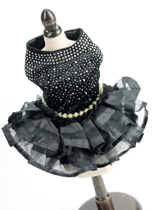 Black princess-style polyester dog skirt for weddings and events