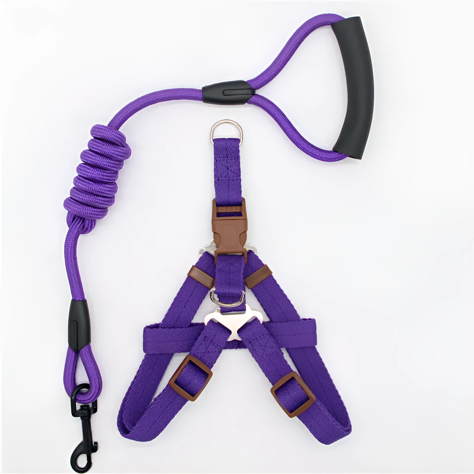 Nylon dog leash in black with clip, suitable for dogs up to 60 kg, multiple colour options.