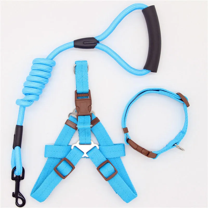 Nylon dog leash in black with clip, suitable for dogs up to 60 kg, multiple colour options.