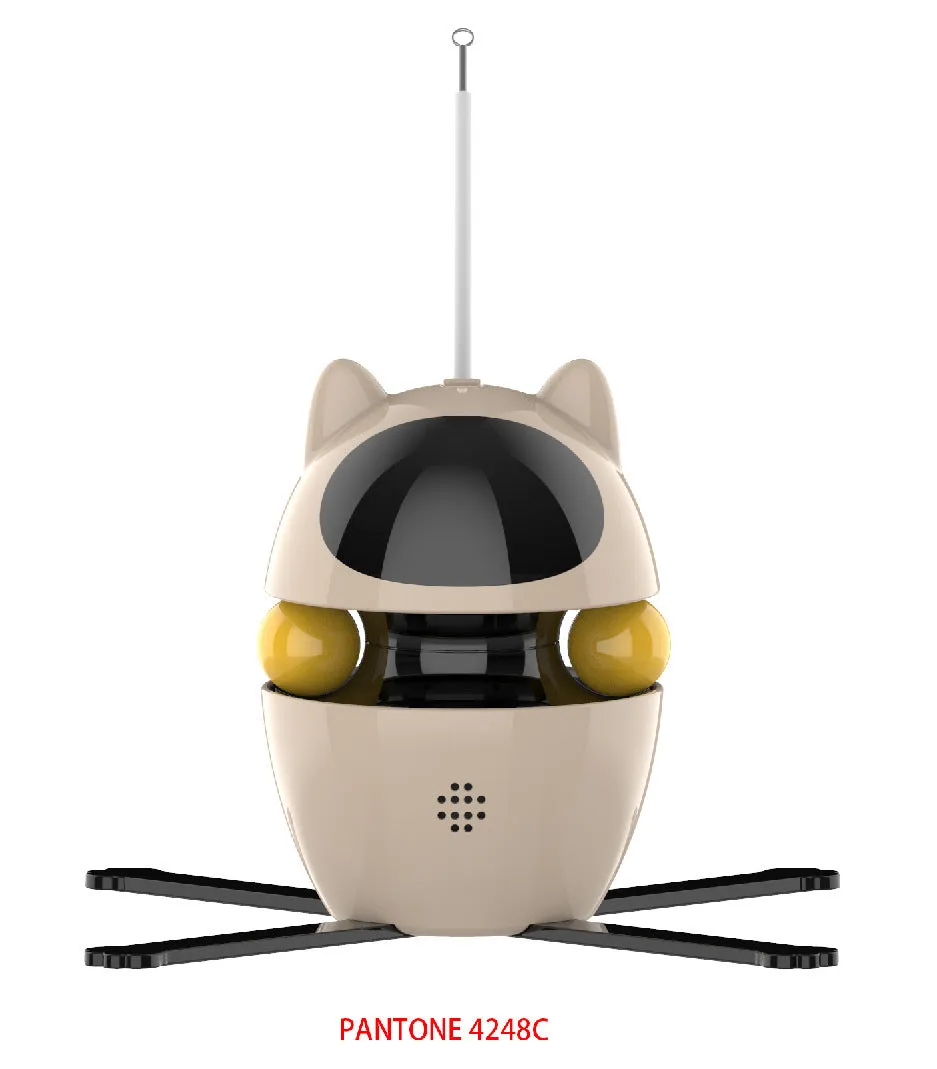 Automatic cat toy set with smart stick and spill ball in apricot colour, with telescopic rod and base bracket